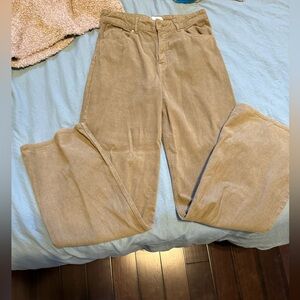 Dark green Zara flare ribbed pants